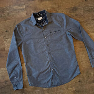 Men's CRAFT + FLOW Blue White Casual Button Down Shirt M